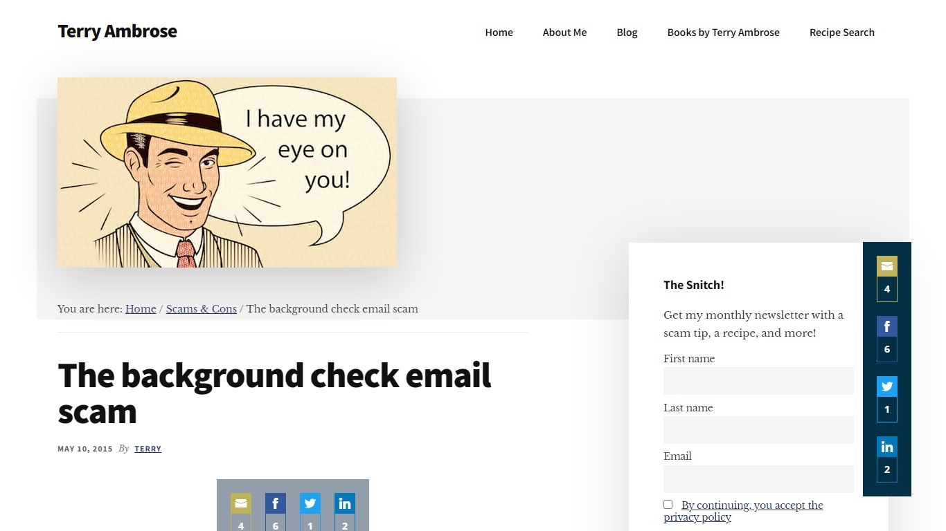 The background check email scam — Terry Ambrose