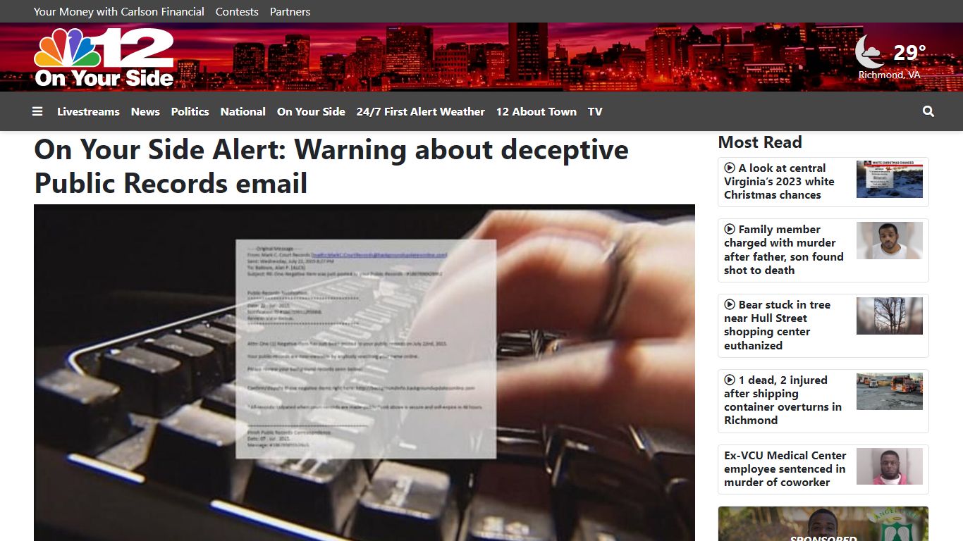 On Your Side Alert: Warning about deceptive Public Records email